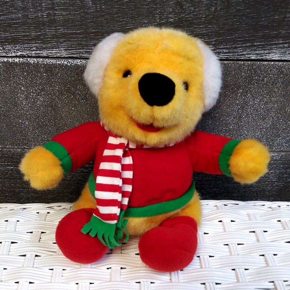 Mattel Disney Winnie The Pooh 10” Holiday Christmas Plush Vintage Earmuffs 1997